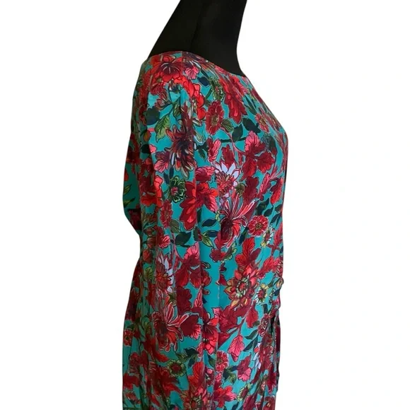 Talbots Teal Floral Dress Mid-length Sustainable Size 16 - Picture 5 of 12
